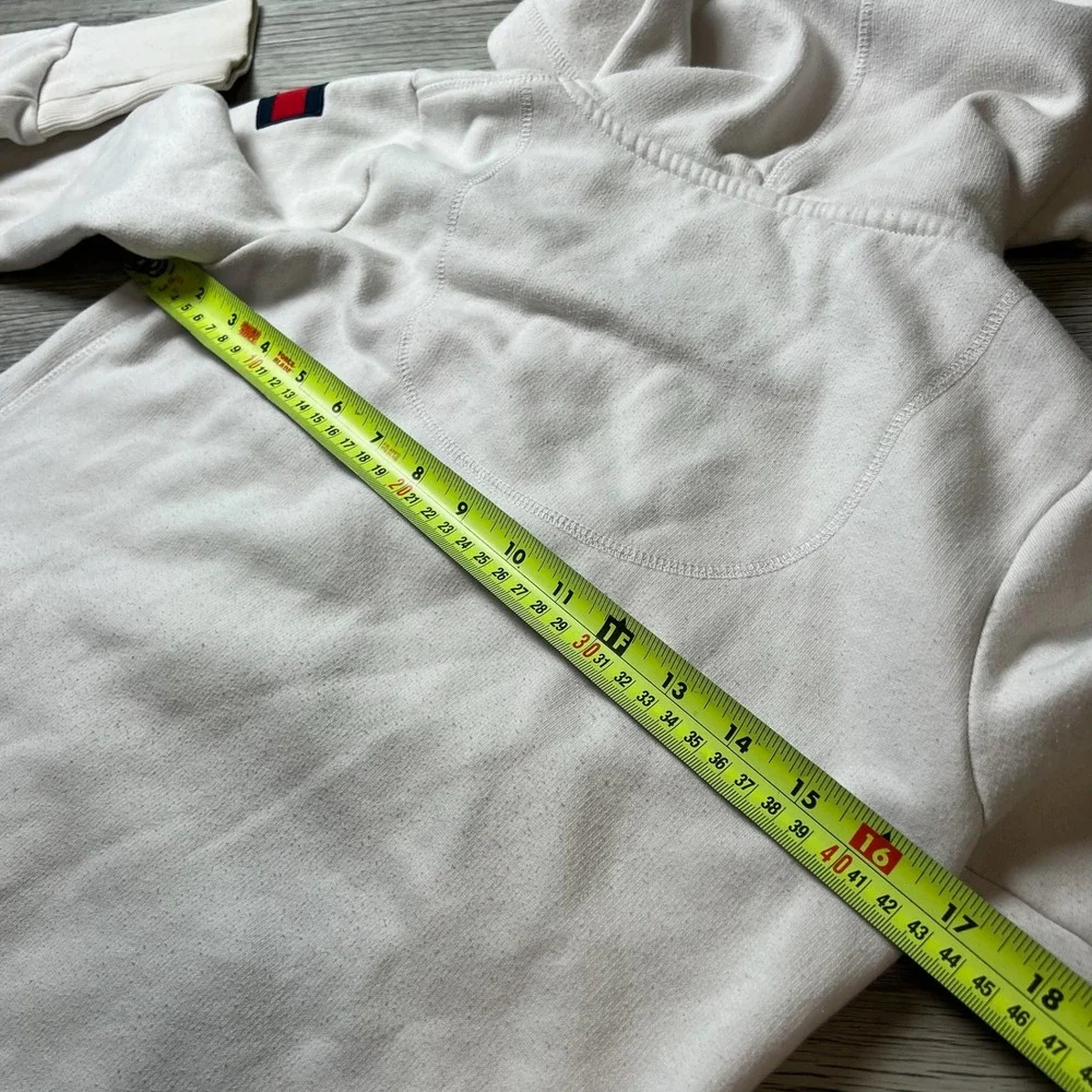 Tommy Hilfiger Zip Up Hoodie‎ Womens XS White Anchor Nautical Logo Sweatshirt